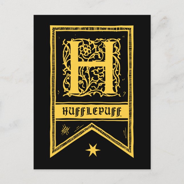 Harry Potter | Hufflepuff Monogram Banner Vykort (Framsida)