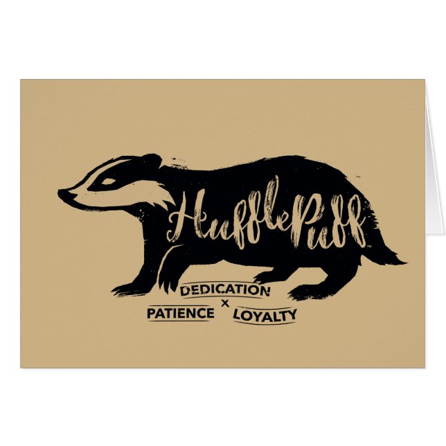 Harry Potter | HUFFLEPUFF™ Silhouette Typografi Hälsningskort (Framsidan Horizontal)