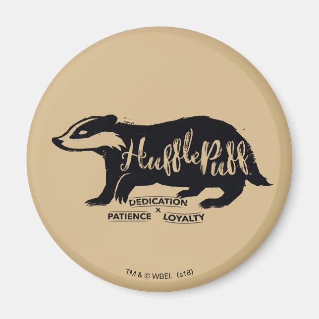 Harry Potter | HUFFLEPUFF™ Silhouette Typografi Magnet (Framsidan)