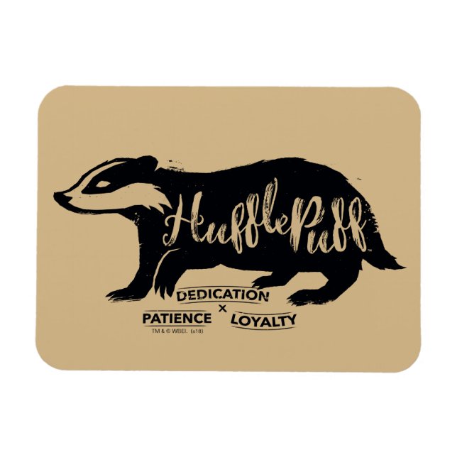 Harry Potter | HUFFLEPUFF™ Silhouette Typografi Magnet (Horisontell)