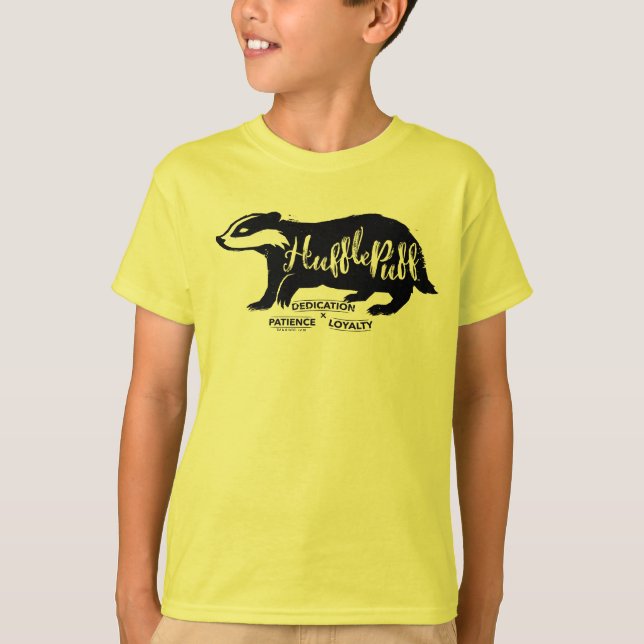 Harry Potter | HUFFLEPUFF™ Silhouette Typografi T Shirt (Framsida)