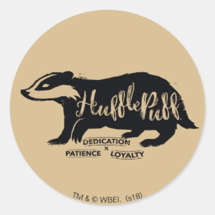 Harry Potter   HUFFLEPUFF™ Silhouettetypografi Runt Klistermärke