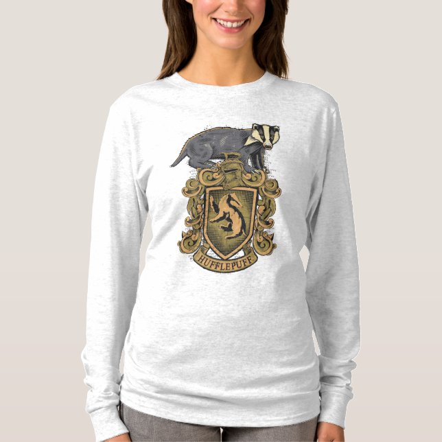 Harry Potter | Hufflepuff-vapen med grävling Tee Shirt (Framsida)