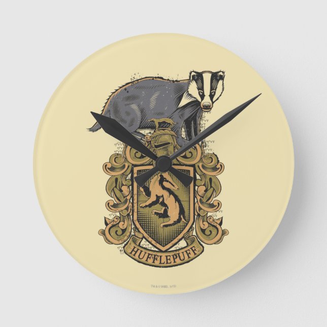 Harry Potter | Hufflepuff vapensköld med Rund Klocka (Framsida)