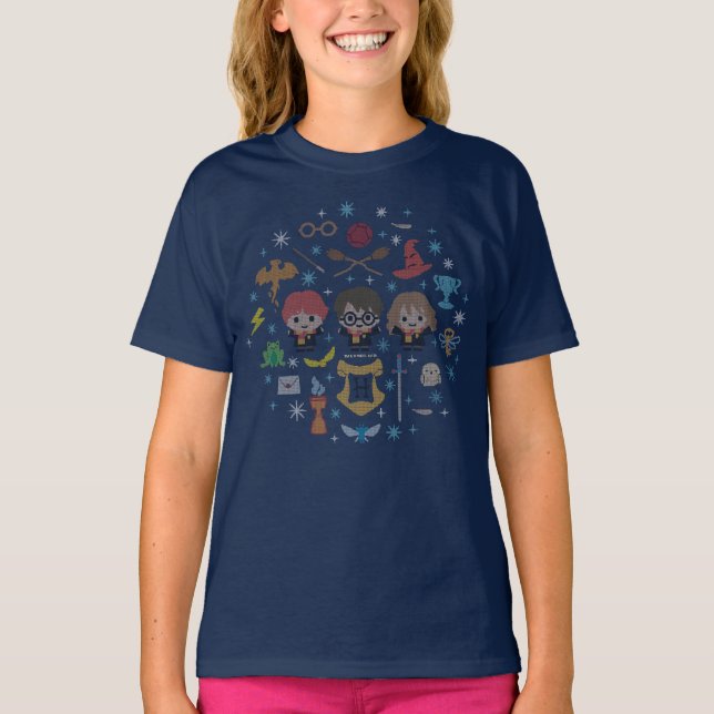 Harry Potter-korsstygns collage med serieteckninga T Shirt (Framsida)