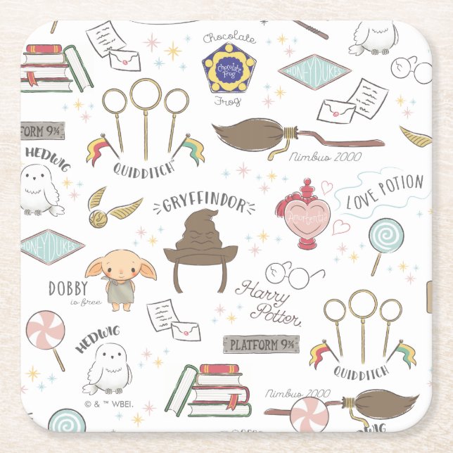 HARRY POTTER™ Liten Magisk Mönster Underlägg Papper Kvadrat (Framsidan)
