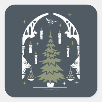 HARRY POTTER™ Magical Christmas Tree Fyrkantigt Klistermärke