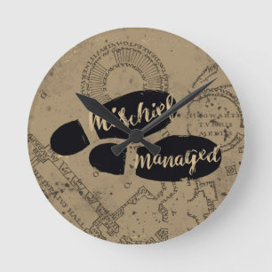 Harry Potter MISCHIEF MANAGED™ Karta-fotavtryc Rund Klocka