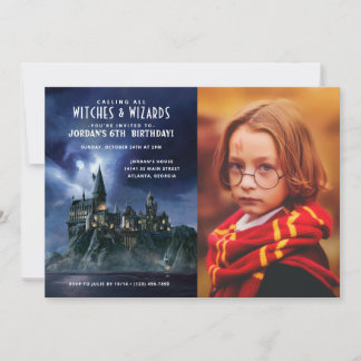 Harry Potter | Mörk Hogwarts Castle Birthday Photo Inbjudningar