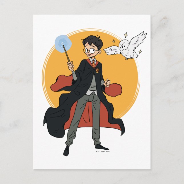 HARRY POTTER™ och Hedwig Illustration Vykort (Framsida)