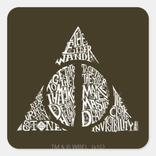 Harry Potter pass DEATHLY   HALLOWS typografi Gr Fyrkantigt Klistermärke