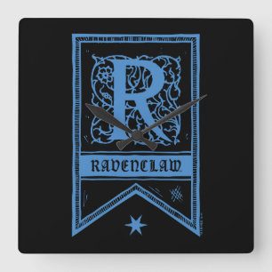 Harry Potter   Ravenclaw Monogram Banner Fyrkantig Klocka
