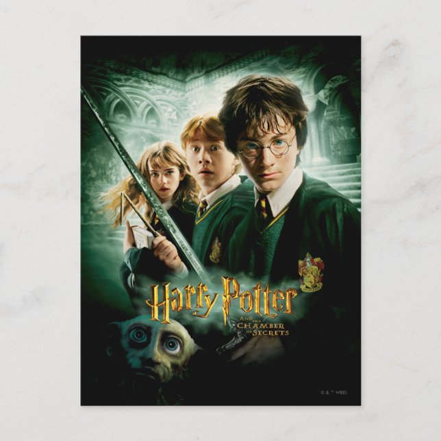 Harry Potter Ron Hermione Dobby Group Shot Vykort (Framsida)