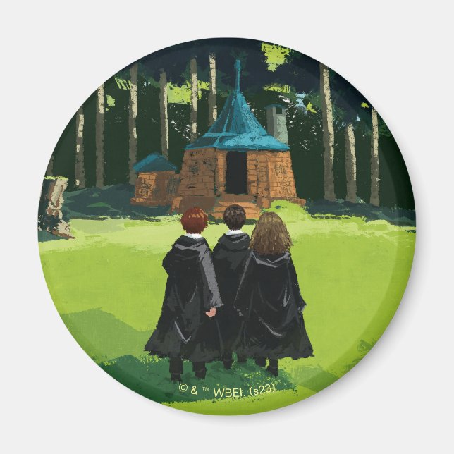 HARRY POTTER™, Ron, & Hermione vid Hagrids stuga Magnet (Framsidan)