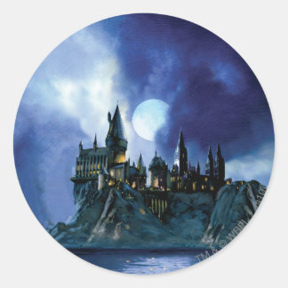 Harry Potter Slott | Hogwarts på natten Runt Klistermärke