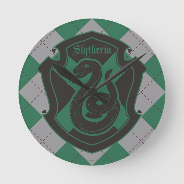 Harry Potter | Slytherin House Pride Vapensköld Rund Klocka (Framsida)