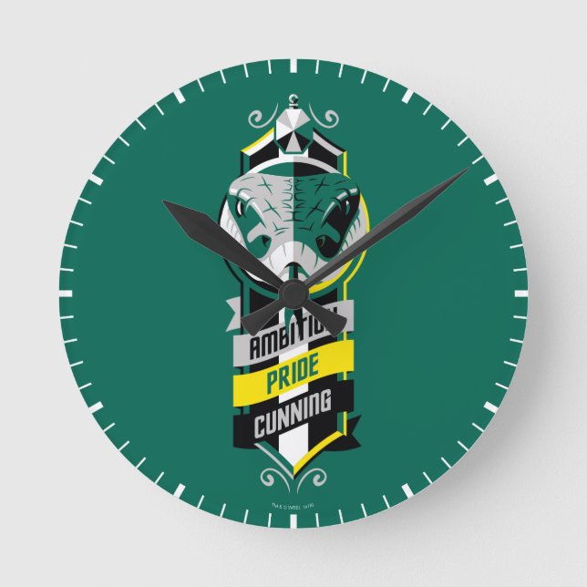 Harry Potter | SLYTHERIN™ husdrag Sigil Rund Klocka (Framsida)
