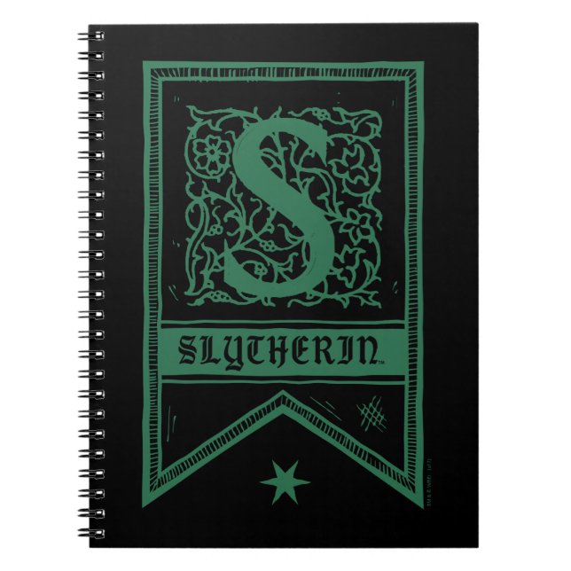 Harry Potter | Slytherin Monogram Banner Anteckningsbok Med Spiral (Framsidan)