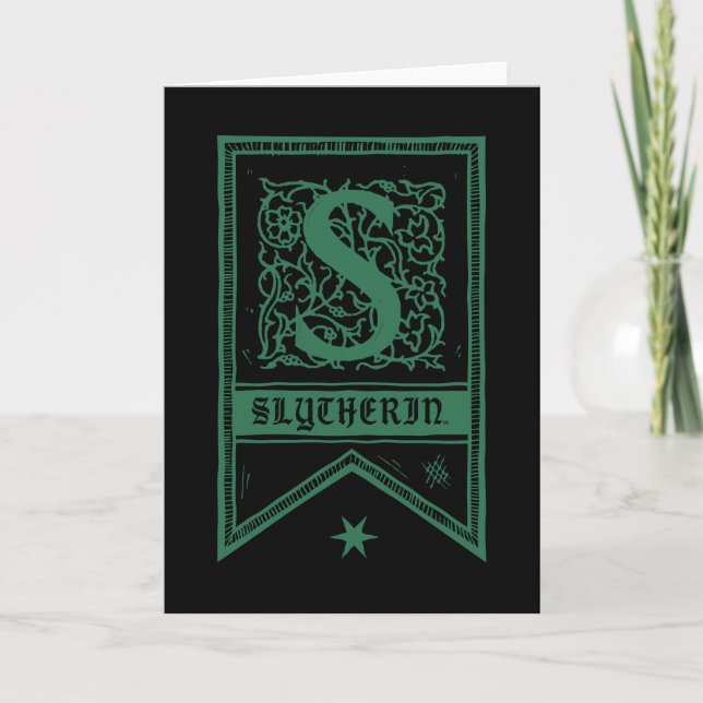 Harry Potter | Slytherin Monogram Banner Anteckningskort (Framsida)