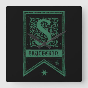 Harry Potter   Slytherin Monogrambaner Fyrkantig Klocka