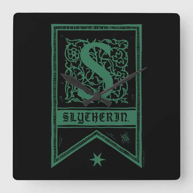 Harry Potter | Slytherin Monogrambaner Fyrkantig Klocka (Framsida)