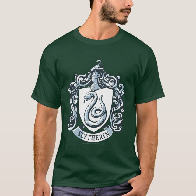 Harry Potter | Slytherin-vapen - Isblå T Shirt (Framsida)