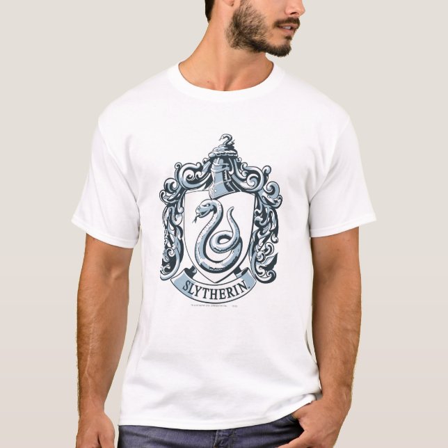 Harry Potter | Slytherin-vapen - Isblå Tee (Framsida)