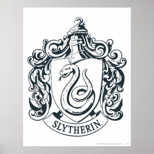 Harry Potter Slytherin-vapen svart och vitt Poster