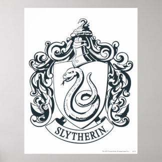 Harry Potter | Slytherin-vapen svart och vitt Poster