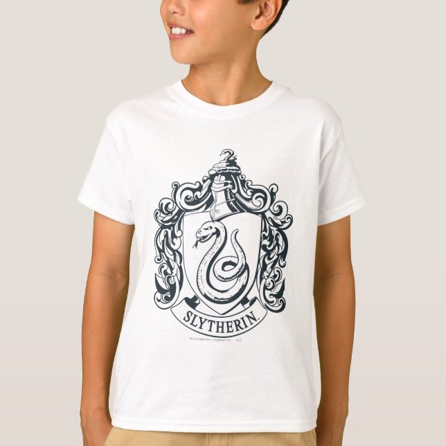 Harry Potter | Slytherin-vapen svart och vitt T Shirt (Framsida)