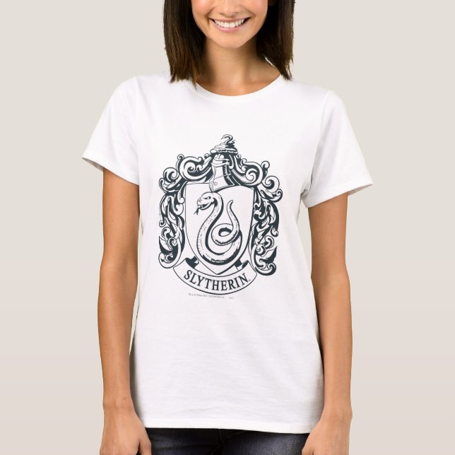 Harry Potter | Slytherin-vapen svart och vitt Tee Shirt (Framsida)