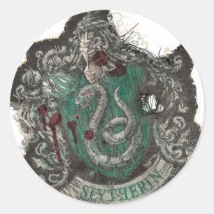 Harry Potter   Slytherin-vapen - Vintage Runt Klistermärke