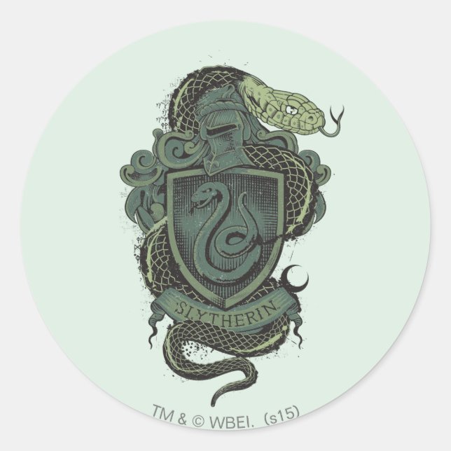 Harry Potter | Slytherin Vapensköld Runt Klistermärke (Framsida)
