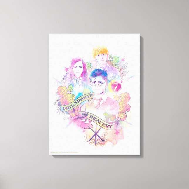 Harry Potter Spell | Harry, Hermione, & Ron Waterc Canvastryck (Framsida)