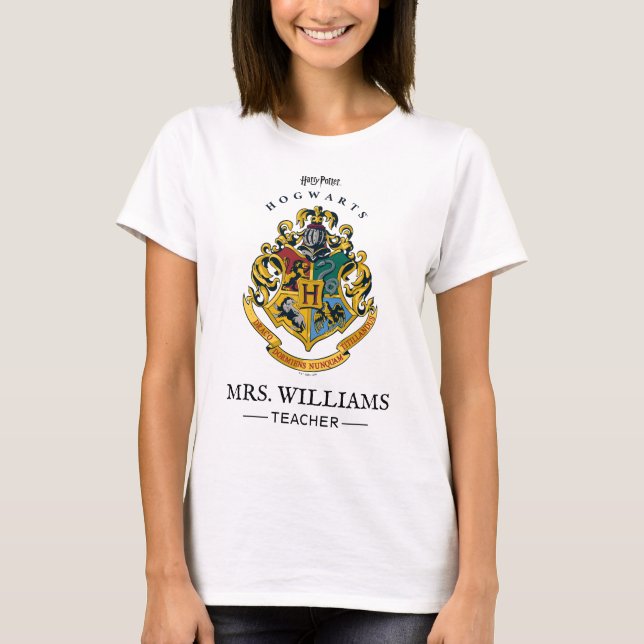 Harry Potter Teacher | Hogwarts Crest - Fullt Färg T Shirt (Framsida)