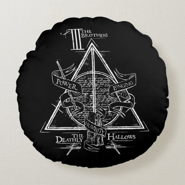 Harry Potter Tecken | DEATHLY HALLOWS Grafik Rund Kudde (Framsidan)