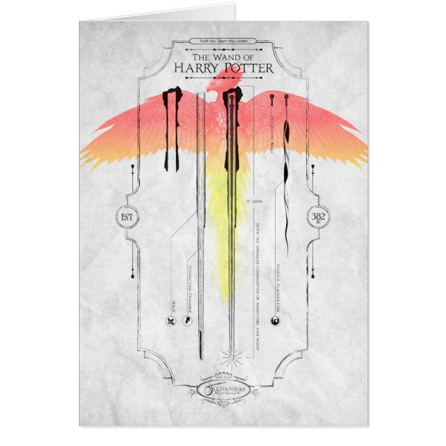 Harry Potter Tecken | Harrys Trollstav Infographic Hälsningskort (Framsidan)
