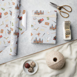 Harry Potter Tecknad Hogwarts Mönster Presentpapper