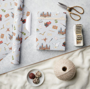 Harry Potter Tecknad Hogwarts Mönster Presentpapper