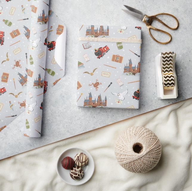 Harry Potter Tecknad Hogwarts Mönster Presentpapper (Hantverk)