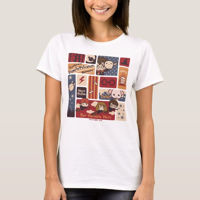 Harry Potter Tecknade Scener Mönster T-shirt (Framsida)