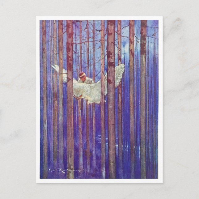 Harry Rountree Child Riding White Bird Postcard Vykort (Framsida)