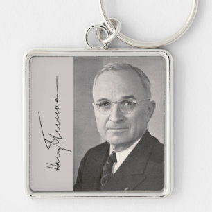 Harry Truman Fyrkantig Silverfärgad Nyckelring
