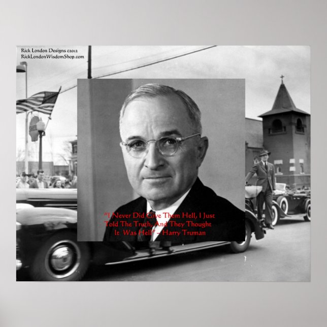 Harry Truman ”Gav Inte Fan I Vatten” Visdomscitat  Poster (Framsidan)