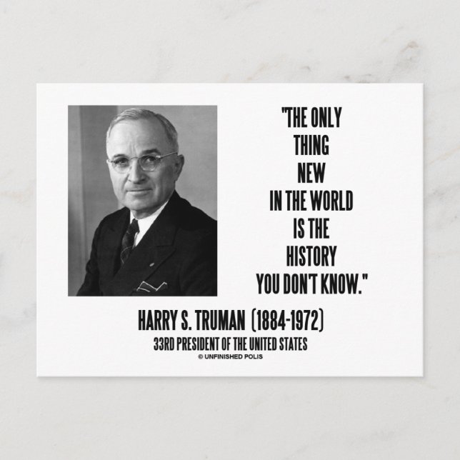 Harry Truman Only Sak New History You Not Know Vykort (Framsida)
