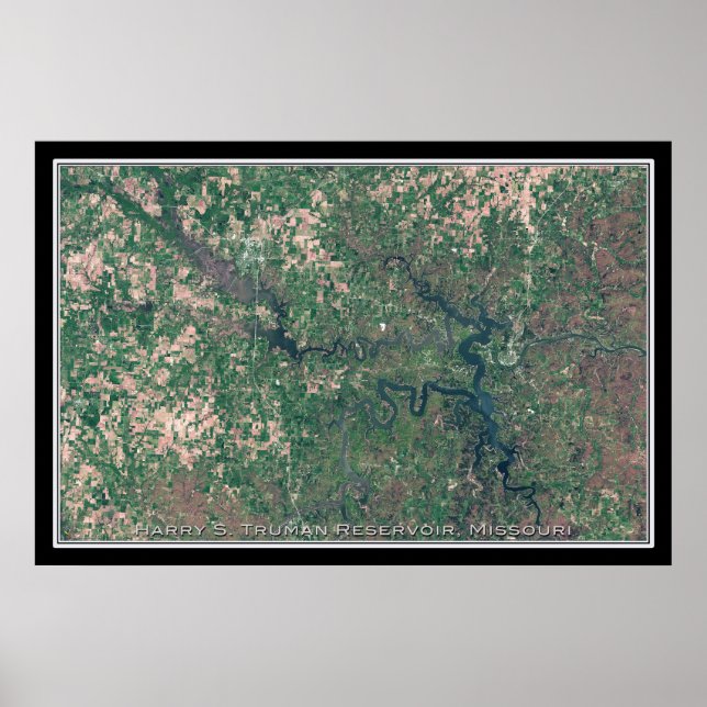 Harry Truman Sjö Missouri Satellite Poster Karta (Framsidan)