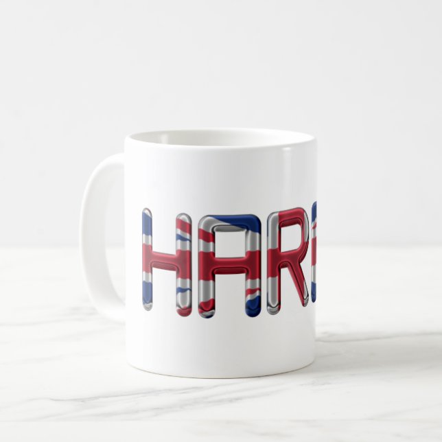 Harry UK Flagga Union Jack Typography Kaffemugg (Framsida vänster)