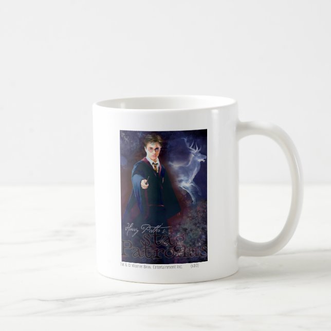 Harrys Potter fullvuxen hankronhjort Patronus Kaffemugg (Höger)