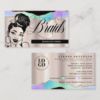Hårsalon, Braid Stylist, Braiding, Söt Bronze Visitkort