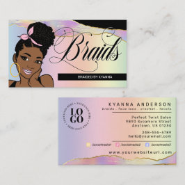 Hårsalon, Braid Stylist, Braiding, Söt Pastel Visitkort